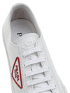 Triangle Logo Leather Low-Top Sneakers White Red - PRADA - BALAAN 9