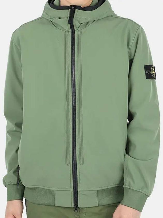 Wappen Patch Soft Shell Hoodie Jacket Khaki - STONE ISLAND - BALAAN.