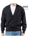 Red Heart Logo Merino Wool Cardigan Black - AMI - BALAAN 2