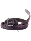 Intrecciato Leather Belt Burgundy - BOTTEGA VENETA - BALAAN 3