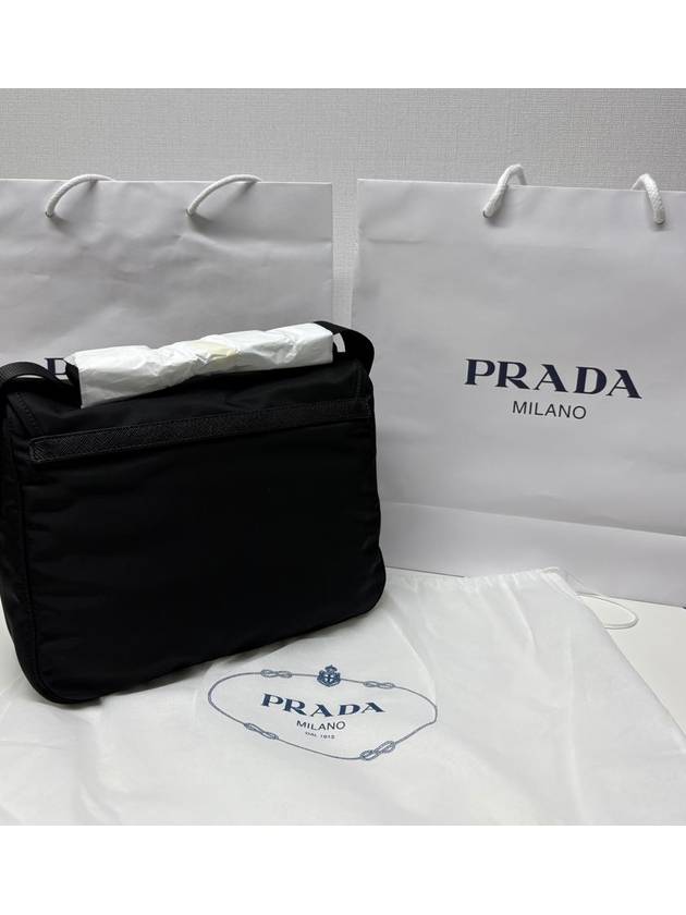 Triangular Logo Tessuto Messenger Bag Black - PRADA - BALAAN 5