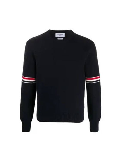 Men's Milan Stitch Armband Crew Neck Knit Top Navy - THOM BROWNE - BALAAN 2