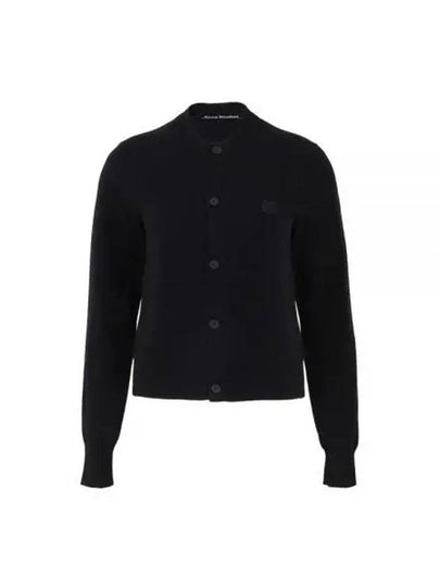 Face Patch Crop Cardigan Black - ACNE STUDIOS - BALAAN 2