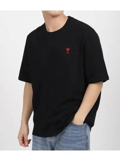 Small Heart Logo Boxy Fit Short Sleeve T-Shirt Black - AMI - BALAAN 2