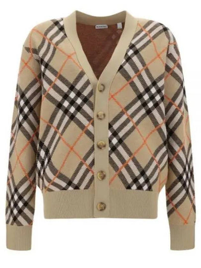 Check Wool Mohair Blend Cardigan Sand - BURBERRY - BALAAN 2