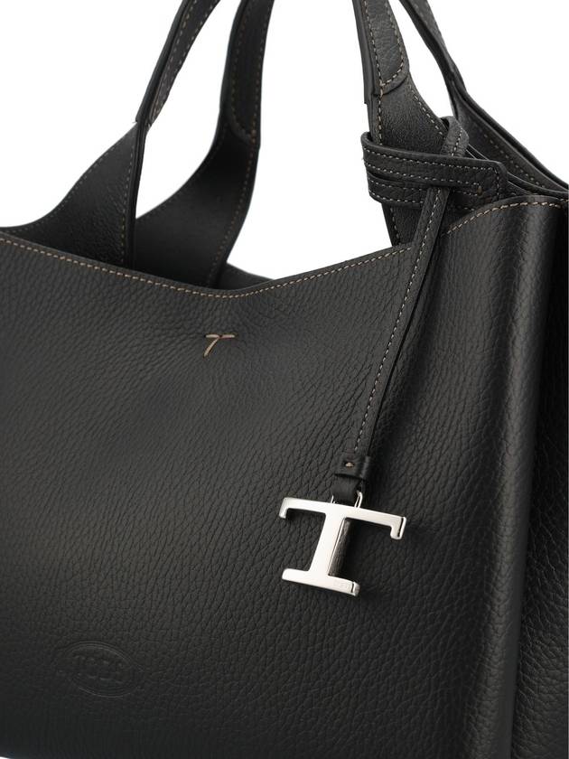 T Timeless Leather Small Tote Bag Black - TOD'S - BALAAN 5