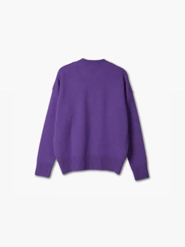 Big Heart Logo Wool Knit Top Purple Black - AMI - BALAAN 3