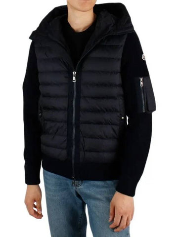 Men s Logo Patch Mix Padded Jacket Navy 9B508 00 A9340 777 - MONCLER - BALAAN 1