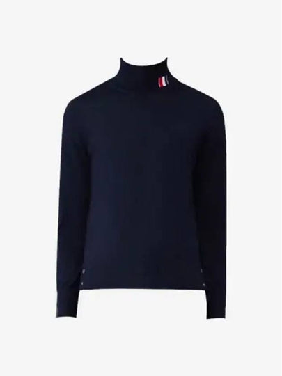 Striped Fine Merino Jersey Turtleneck Navy - THOM BROWNE - BALAAN 2