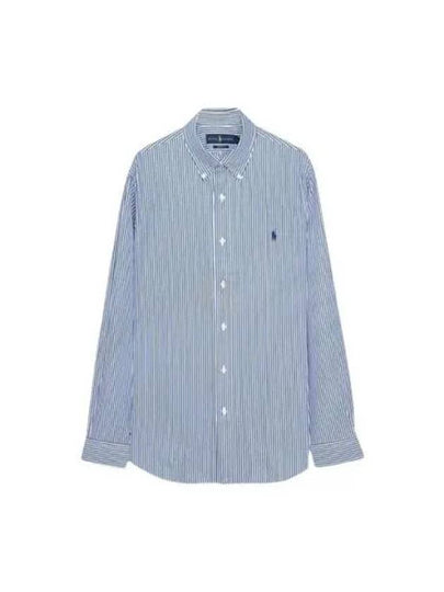 Embroidered Logo Striped Long Sleeves Shirt Dark Blue - POLO RALPH LAUREN - BALAAN 2