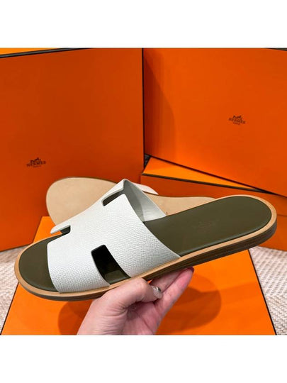 Men's Izmir Sandals Calfskin Absong Khaki Beige - HERMES - BALAAN 2