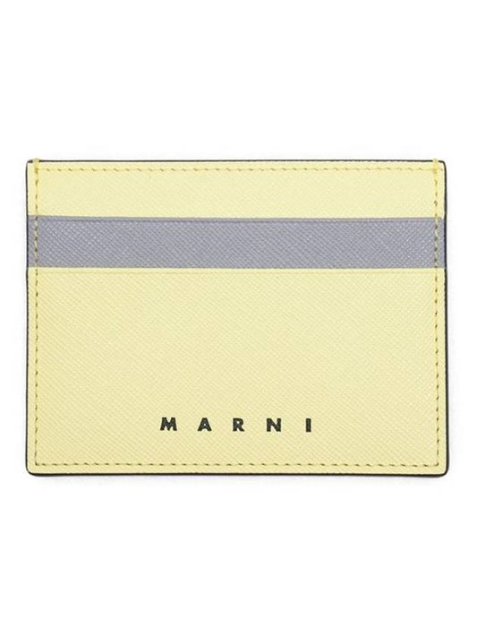 Bicolor Leather Card Wallet Yellow - MARNI - BALAAN 2