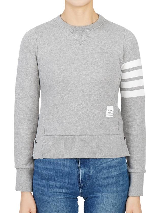 Engineered 4 Bar Stripe Loopback Jersey Knit Crewneck Sweatshirt Light Grey - THOM BROWNE - BALAAN 2