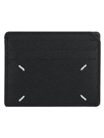 Stitched Leather Card Wallet Black - MAISON MARGIELA - BALAAN 1