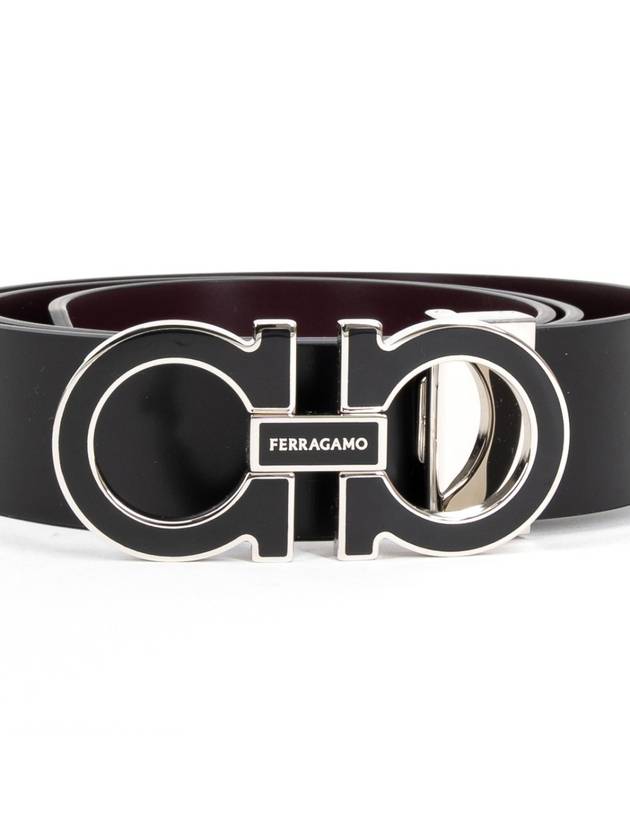 Gancini Reversible Leather Belt Black - SALVATORE FERRAGAMO - BALAAN 6