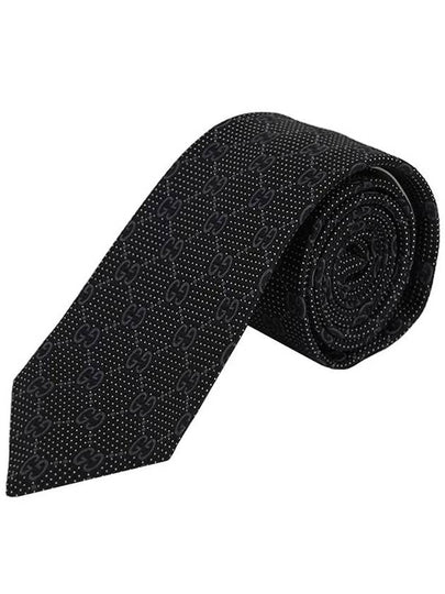 Men's GG Dot Pattern Silk Necktie Black - GUCCI - BALAAN 2