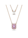 Una Layered Octagon Pendant Necklace Purple Rose Gold - SWAROVSKI - BALAAN 1