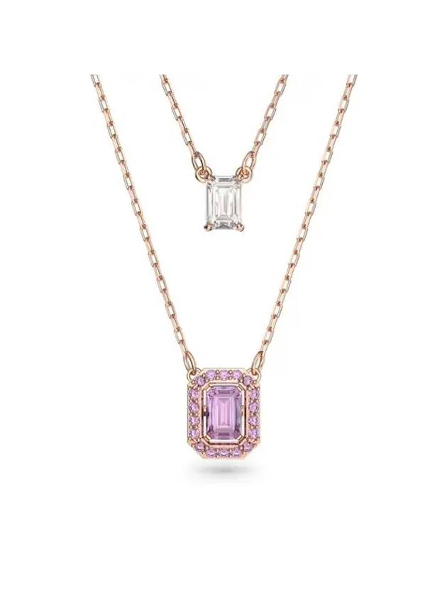 Una Layered Octagon Pendant Necklace Purple Rose Gold - SWAROVSKI - BALAAN 1