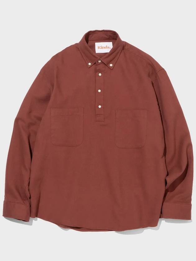 Peach Twill Pullover Button Down Ver.2 Polo Shirt Brick - KINDS - BALAAN 6