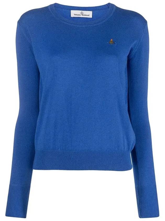 ORB Embroid Logo Knit Top Blue - VIVIENNE WESTWOOD - BALAAN 3