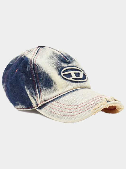 C Saimon Trimmed Denim Baseball Cap Blue White A064670DGAV - DIESEL - BALAAN 1