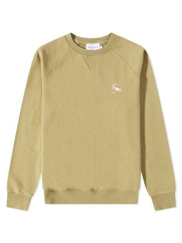 Chillax Fox Patch Cotton Sweatshirt Light Khaki - MAISON KITSUNE - BALAAN 1