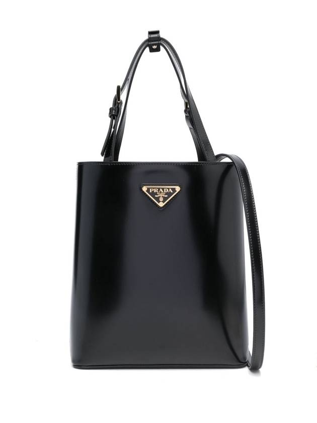 Brushed Leather Tote Bag Nero - PRADA - BALAAN 1