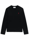 Chain Stitch Heart Logo Long Sleeve T-Shirt Black - AMI - BALAAN 2