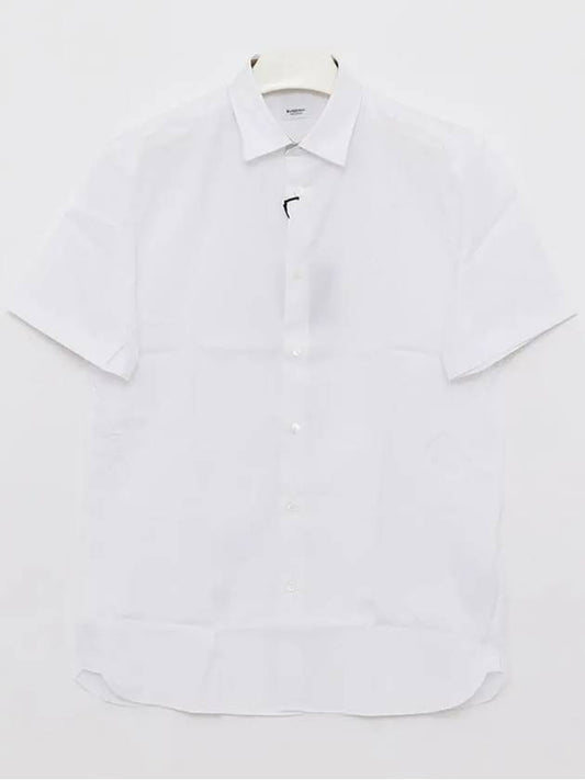 Men's Logo Cotton Short Sleeve Shirt White - BURBERRY - BALAAN 2