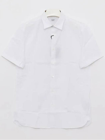 Men's Logo Cotton Short Sleeve Shirt White - BURBERRY - BALAAN 2