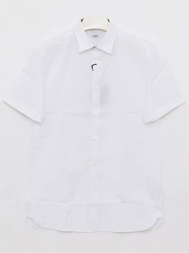 Men's Logo Cotton Short Sleeve Shirt White - BURBERRY - BALAAN 4