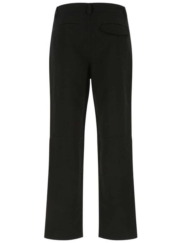 Men's D-Ring Detail Cotton Linen Straight Pants Black - BURBERRY - BALAAN 3