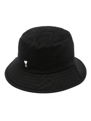 Heart Logo Cotton Bucket Hat Black - AMI - BALAAN 1