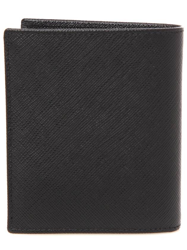 Triangle Logo Saffiano Half Wallet Black - PRADA - BALAAN 5