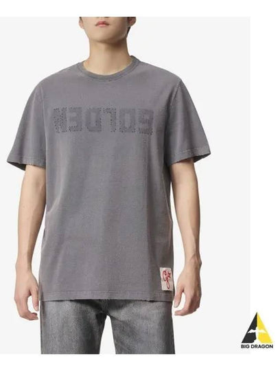 Golden Lettering Cotton Short Sleeve T-Shirt Grey - GOLDEN GOOSE - BALAAN 2