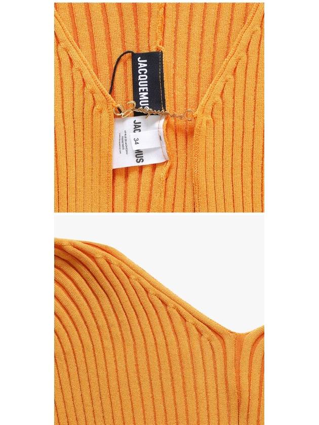 La Maille Pralu Micro Charm Logo Cardigan Orange - JACQUEMUS - BALAAN 4