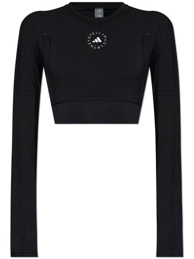 By Stella McCartney True Strength Yoga Crop Long Sleeve T Shirt Black - ADIDAS - BALAAN 1