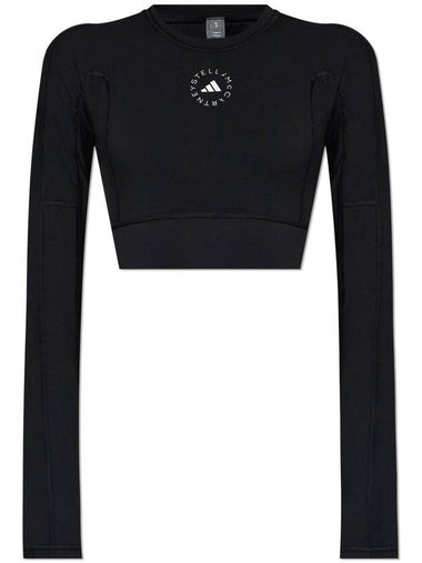 By Stella McCartney True Strength Yoga Crop Long Sleeve T Shirt Black - ADIDAS - BALAAN 1