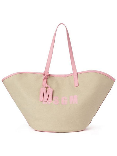 Logo Print Large Tote Bag Pink Beige - MSGM - BALAAN 2