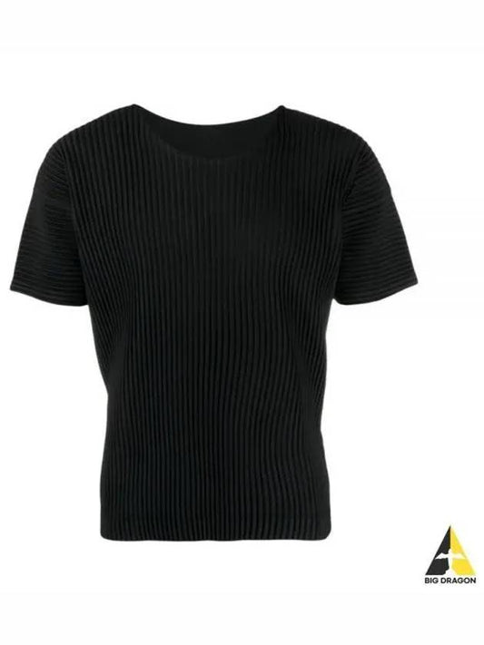 Pleated Short Slevee T-Shirt Black - ISSEY MIYAKE - BALAAN 2