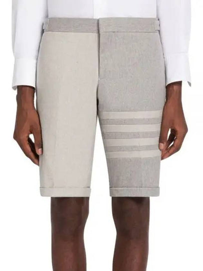 4 Bar Stripe Fun Mix Selvedge Denim Shorts Grey - THOM BROWNE - BALAAN 2