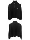 048T 2ADBH 38OW Triope embroidery logo wool cashmere half zipup knit black men's knit TJ - CELINE - BALAAN 4