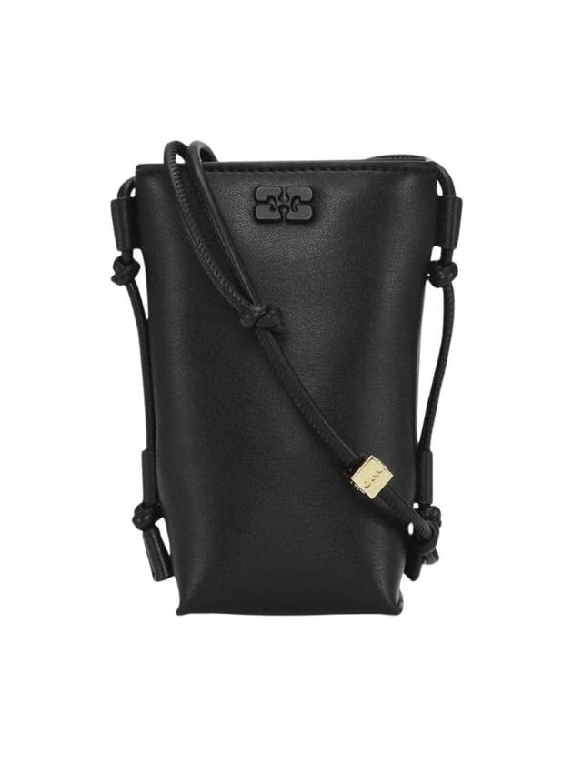 Bou Logo Leather Cross Bag Black - GANNI - BALAAN 1