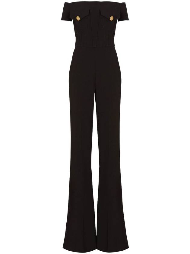 Balmain Off-Shoulders Flare Crepe Jumpsuit Clothing - BALMAIN - BALAAN 1