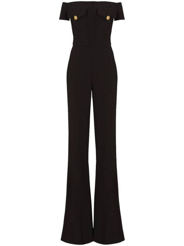 Balmain Off-Shoulders Flare Crepe Jumpsuit Clothing - BALMAIN - BALAAN 1