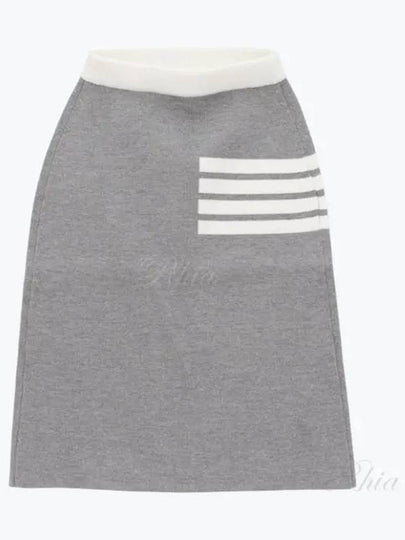 Double Face Merino 4 Bar A Line Skirt Light Grey - THOM BROWNE - BALAAN 2