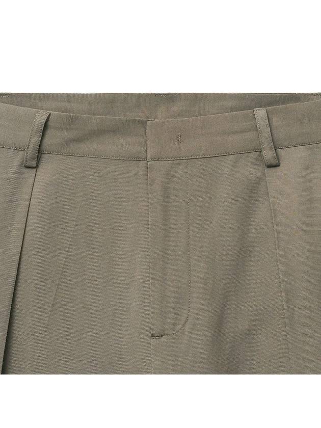 Linen Semi-Wide Pants Ash Khaki - NOIRER FOR WOMEN - BALAAN 5