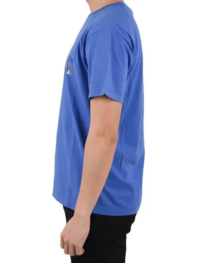 Logo Print Short Sleeve T-Shirt Blue - STONE ISLAND - BALAAN 4