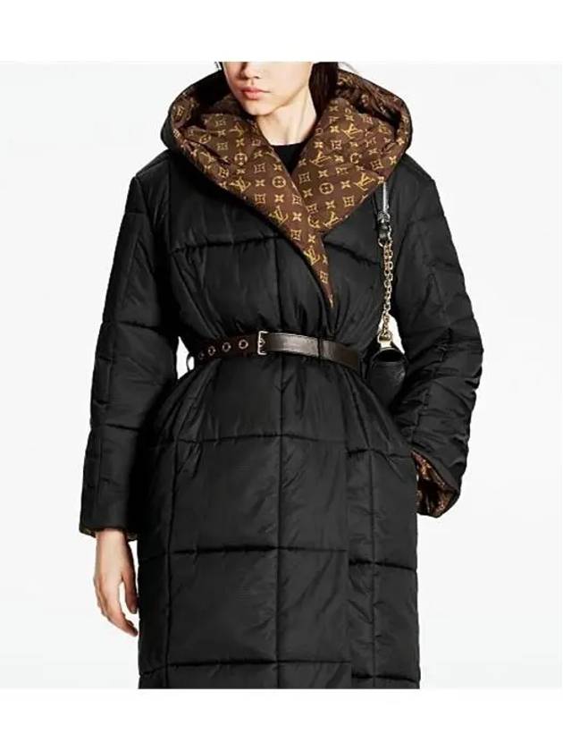 Long Pillow Wrap Single Coat Black - LOUIS VUITTON - BALAAN 4