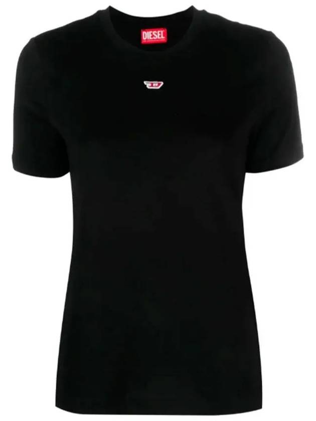 T Leg D Regular Fit Cotton Short Sleeve T-Shirt Black - DIESEL - BALAAN 2